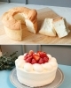 ［上］白いシフォンケーキ
［下］いちごのショートケーキ「patisserie Ciel(パティスリーシエル）」
