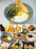 上：冷やし天ころうどん　　下：メニュー色々集合「手打うどん 大石家」