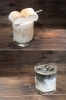 上：ムースラテ
下：チャコールラテ「CAFE&BAR MOUSSE（ムース）」