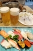 最初は、キンキンのビールと名物タコしゃぶ鍋とお寿司のセットで「北の味心 竹ちゃん」
