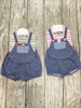 ボーダーTとオーバーオールを着てる風になるスタイとデニムブルマver.「👶シンプル服も ワンタッチでおしゃれ感アップのスタイ＆ブルマセット」