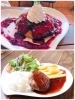 自家製パンケーキ/ハンバーグプレート「ミモザの園＆Cafe La liberte（カフェリベルテ）」
