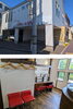 店舗下に駐車場あり。黄色いドアから入り階段で2階へ。「貸衣裳だてや」
