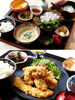 上：八幡浜直送 天然鯛の宇和島鯛めし
下：松山どりのとり天定食「瀬戸内割烹～媛結び～」