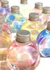 水玉模様のカラーセラピーボトル「今週末はくずはモールのくずはマルシェへ‼️」