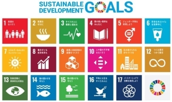 関連図：SDGs 15 陸の豊かさも守ろう （…、持続可能な陸のエコシステムの利用、森のマネージメント、…、生物多様性を喪失のストップ）