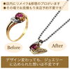 「30年前、初めてのボーナスで買った想い出のルビーリングのアームを切って、ペンダントネックレスに簡単リメイクしました✨」