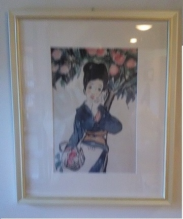 店の名付親・岸他万喜さんの肖像「【Xmas仕様はじまりました】山口市　一の坂川沿いの紅茶カフェ『他万喜』」