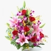 百合と薔薇と季節のお花おまかせアレンジ