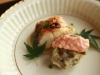 焼物 甘鯛炭火焼き 茄子ソース アボカド万頭「10000円コースのお料理のご紹介（前編）」