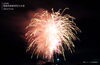 西条市民納涼花火大会（2026年）クライマックスに向けて下から噴き上がる金色の花火。