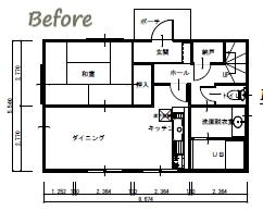 和室と壁付キッチンがなくなりました。「リフォーム青山でリフォーム：ライフスタイルが変われば住み方も変わる。【浦安・行徳の地域密着型リフォーム青山】」