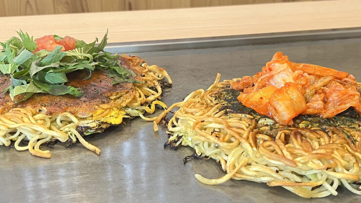コースの〆はお好み焼きです「宴会承っております」