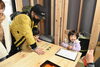 手形をバッチリ「福島市のＩ様邸では、めでたく、楽しく上棟式と手形式が行われました。【注文住宅】【工務店】【新築住宅】【上棟式】【手形式】」