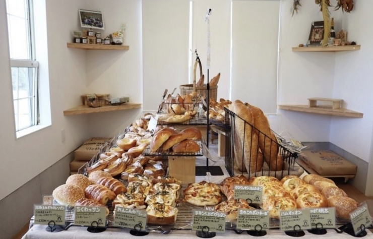 「今日もオープンしてます！淡路島の淡路市大谷にあるパン屋ブランジェリー　ルーラルです✨ハード系のおすすめのパン沢山あります✨食パンも人気です✨今日はサクサクラスクも並んでます✨」
