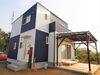 白と紺のキューブ型二階建て「【現場レポート】行方市｜築10年目の見学会⁉」