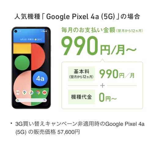Google Pixel「3Gケータイの方！！」