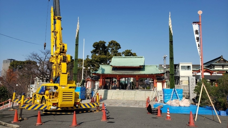 完成（竹部分）「毎年恒例！！　成田山大阪別院　明王院　門松設置作業」