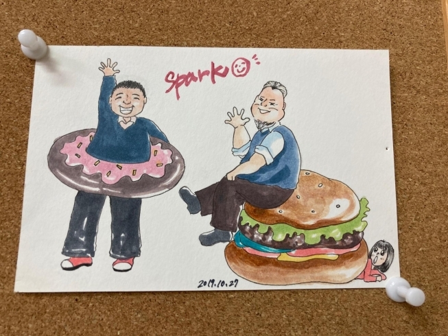 めぐみさんが描いてくださったTouとTrey「スクール生徒さんインタビュー 【蘇我駅近くの英会話教室】043-209-2310」