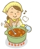 カレーを作っている女の人