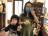 「マスクを付けて、はいポーズ！☆」