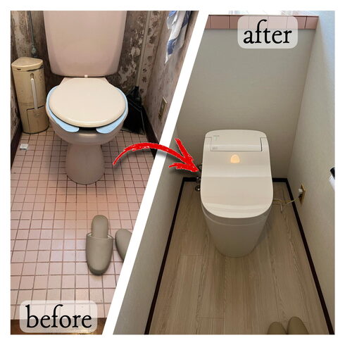 before&after「トイレ改修工事 Panasonic「アラウーノs160」施工事例【宮崎市リフォーム トイレ】」