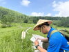 しんぺい先生とカラマツソウ「のんびり涼やかな散策で、心も体もリフレッシュ」