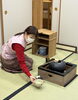 野点のようなお道具の前で一服点てて差し上げました「【銀座　裏千家教室】【中央区　茶道教室】春らしい茶道具でお稽古しました🌸」