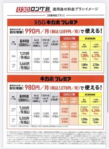 「U30ロング割！好評受付中！」