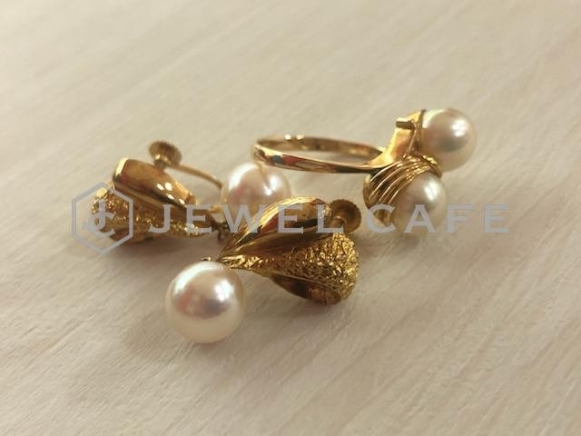 18金 パール付き イヤリングと指輪「台東区浅草エリアの金買取で迷ったらココ!金買取の実績多数!」