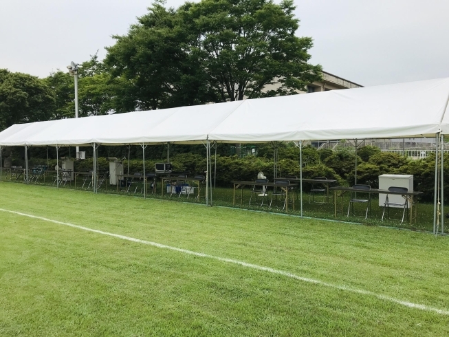 大会本部用のテント設置「ソフトボール大会 会場設営」
