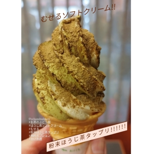 「ソフトクリーム１５０円土曜日限定！むせるほど粉末茶タップリかけてください!」