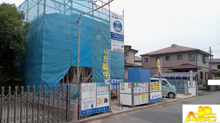 2024年5月撮影　北西側より「蓮田市椿山3丁目　新築戸建住宅　敷地63坪！　日当たり良好！2024年7月下旬完成予定(*‘∀‘)」