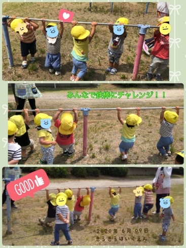 鉄棒チャレンジ中「豆苗の種をまきました(*´꒳`*)【交野市・小規模保育園】」