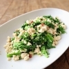 わさび菜と豆腐の塩炒め