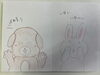ばあ！　いない　いな〜い「ちょっと一息。楽しそうに何を描いているのかなあ〜？何だかほっこり、疲れも吹き飛びそうな作品ができあがっていました。」