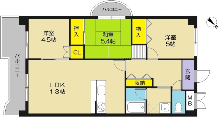 南西角部屋の３ＬＤＫです「伊丹市桜ケ丘8丁目　３ＬＤＫの賃貸マンション」