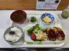 先週の日替わりランチ茄子の挽き肉挟み揚げ定食「来月６月のお休みのお知らせ。」