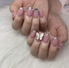 Pink ガラスフレンチ「〜リボンネイル集〜　深井でネイルするならnail salonbelleにお任せください♪」