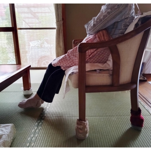 カバー付きの椅子の足には畳への配慮も「畳の部屋はこんな風に使われています。」