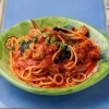 なすとサルシッチャ（自家製ソーセージ）のアラビアータ　ピリ辛トマトソース