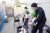 「焼いもの様子  親子体操は受付中です。」