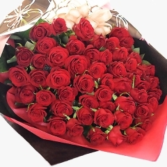 還暦のお祝いに シンプル ローズ (赤) 60本の花束