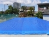 養生「戸建賃貸住宅の床パネル工事完了です。」