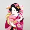 羽子板【正絹筒描かのこ刺繍】　出飾り台付　8号