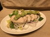 自家製鶏ハム　アボカドソース「黒板メニュー&お休みの案内です。」