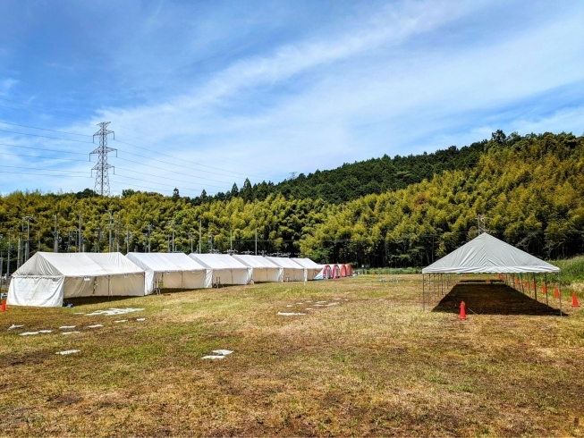 ３k×４kテント 12張り設置完了「防災訓練 会場設営」