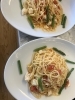 白身魚とトマトのパスタアスパラガスを添えて「2026/05/17出張料理依頼ありました」
