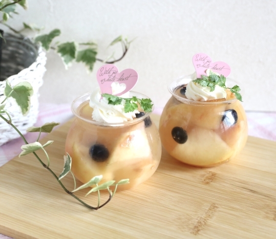 パティスリーカフェひばり☆桃のゼリー「大好きな桃の季節がやってきた＼(^o^)／　地元の桃スイーツ食べ歩きしてます♪」