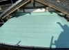 「足立区和風住宅　玄関銅板屋根を緑青色ガルバリウム平葺きに葺き替えました」